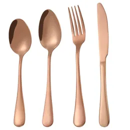 Bröllopsplattor Rostfritt Stål Set Rose Gold Pature Sets Glossy Rose Gold Bestick Set Partihandel