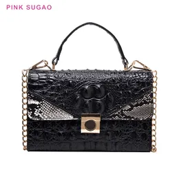Pink sugao new fashion tote bag women shoulder bag designer crossbody bags luxury small purse pu leather hot sales crocodile crossbody bag