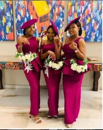 2020 Nya Rose Bridesmaids Dresses Simple Designs Abiti da Damigella d'Onore Mermaid African Maid of Honor Dresses Plus Storlek