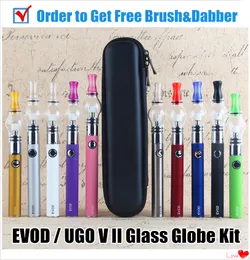 MOQ 2st Top Dab Pen Kits EVOD Variabel spänning 510 tråd Vape Preheat Battery Dry Herb Vaporizer Glas Globe Vapes Kit UGO Box Mods Vaper