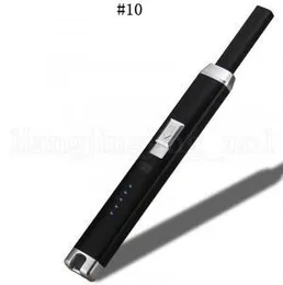 USB elektronisk kök tändare 10 färger elektrisk uppladdningsbar vindtät metall lång båge lättare cigarett tändare