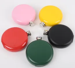 New style stainless steel 5oz Round Flask color black /Red/ pink/yellow/army green /sliver,Mixed color available