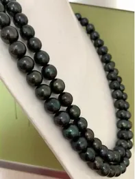 Env￭o gratis szlachetny radia się impresionante 10-11 mm tahitian negro verde kołnierz de perlas