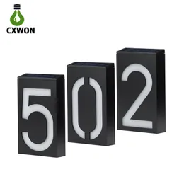 LED Solar House Number 6LEDs Waterproof Solar Doorplate Light Wall Mounted Digital Hotel LED Door House Address Number Plaque