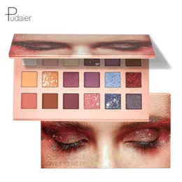 PUDAIER 18 Renkler Mat Glitter Eyeshadow Palette Su geçirmez Çıplak Glitter Göz Farı Makyaj Pigment Dumanlı Balık Ölçek Göz Farı