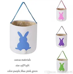 4 Colors Handbags Easter Rabbit Basket Bunny Bags Rabbits Printed Canvas Tote Bag Egg Candies Baskets