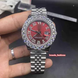 Prong Set Diamant Armbanduhr Herren Heißer Verkauf Uhr Silber Edelstahl Gehäuse Strap Uhr Automatische Mechanische Sport Uhr