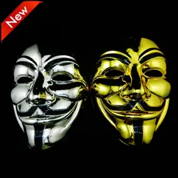Altın Gümüş V Maske Masquerade Maskeleri için Vendetta Anonim Sevgililer Topu Parti Dekorasyon Tam Yüz Cadılar Bayramı Korkunç Parti Maskesi DBC VT0770