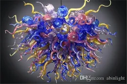 Fire Flower Hand Blown Glass Chandeliers Colored Murano Artistic Ceiling Chandelier Hotel Wedding Glass Pendant Lamps