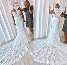 2020 русалка свадебные платья кружева аппликация без бретелек свадебные платья плюс размер промежуток поезда свадебные платья Vestidos de Novia