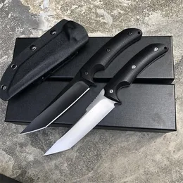 Outdoor Survival Gerade Messer D2 Schwarz / Satin Tanto Klinge Full Tang G10 Griff Feste Klingen Messer mit Kydex