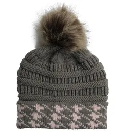 Päls pom boll stickad akryl woemn beanies vinter varm hak knäppa hattar vuxna slouchy damer kvinna sport snow cap jul hatt