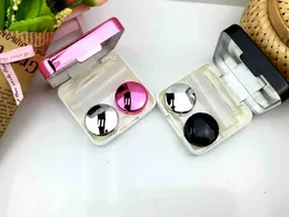 High quality reflective Cover contact lens case with mirror color contact lenses case Container cute Lovely Travel kit box Women Epacket