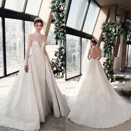Elegant A Line Bridal Gown: Princess Style, High Neck, Long