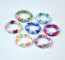 16-19# new Fashion hot sale lovely Cartoon flower colour soft rubber Children's ring Mix size mix style Children's Day gifts