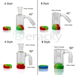 DHL 14mm 18mm Male Female Glass Ash Catcher With 10ML Silicone Container Reclaimer Ashcatchers For Quartz Banger Glass Water Bongs Dab Rigs