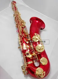 Najwyższej jakości saksofon tenorowy Suzuki B Flat Instrument muzyczny czerwony z profesjonalnym ustnikiem