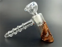 Mini Glass Hammer Bongs hookahs 6 Arm 7Inch Percolator Golden Smoking pipe bubbler Water Pipes Bowl