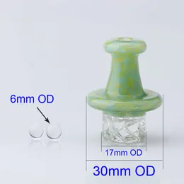 Neues Großhandel 30mm OD -Farbglas UFO Carb Spinning Cap und 2pc Free Quartz Pearl für abgeschrägte Kanten Quarz Banger DAB Rig