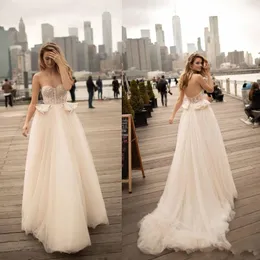 New Arrival Sexy A-Line Dresses Sweetheart Sleeveless Backless Tulle Lace Sweep Train Plus Size Cheap Elegant Wedding Gowns