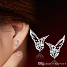 Angel Wings Encring Women Party Stud Silver Carring Disual Crystal Retro Accy High Juchnic