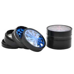 Original Herb Grinders Aluminium Alloy Grinders with Clear Top Window Lighting Grinder 63MM 4Layers Grinder Tobacco Smoking Herb Hand Muller