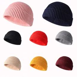 Unisex beanie stickad cap kvinna män kort melon kupol kepsar fasta nya mössa skullcap baggy ski hatt motorhuven damer casual cap