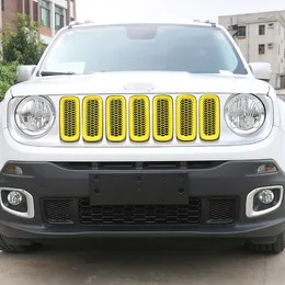 Mesh Grill Inserts Front Grilles Decoration Cover för Jeep Renegade 2016-2018 ABS Network Auto Exterior Accessories245q