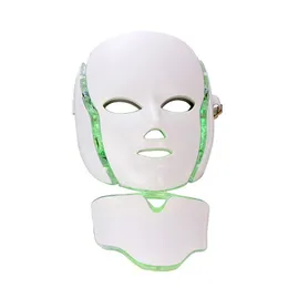 Dropshipping LED-lampor Photon Therapy Skönhet 7 Färg PDT Facial Neck Mask Electric Face Hudvård Maskinföryngring med mikroström