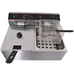 Kolice Commercial double tanks 2x8L Chicken Chip Fryer Electric Deep Basket kfc food Potato Frying Machine