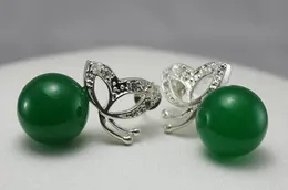 Venta al por mayor joyería de moda hermosa verde 8mm Natural jade alguacil con mariposa pendiente #211