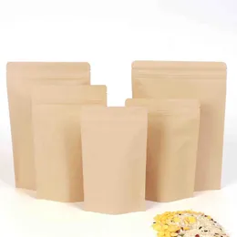 Ferimo 50 sztuk aluminium Kraft Paper Bag Paper Self Sealing Pakowanie żywności Torby do przechowywania Uszczelnione Zip Blokady Baggies