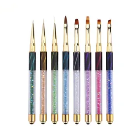 Szczotka do paznokci Pióro Rhinestone Cat Eye Akrylowe Uchwyt Carving Malowanie Żel Nail Rozszerzenie Manicure Liner Pen F3278