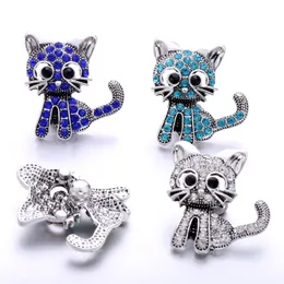 Noosa Rhinestone 3D Cat 18mm Ginger Snap Smycken Silver Plated Snap DIY Halsband Armband Tillbehör Ny Sök