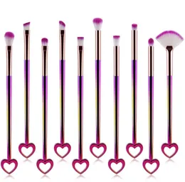 Heart Shape Makeup Brushes Gradient Color Makeup Brushes Sets 10pcs/set Bling Face Eye Shadow Foundation Cosmetic Brush Pinceles De Maquillaje