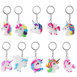 سلاسل المفاتيح Lanyards Rainbow Unicorn Party Rubber Luminous Keychain Shower Unicornio Decorting حفلة عيد ميلاد الأطفال لوازم الحفلات Jiod