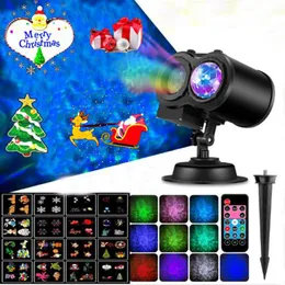 16Patterns RGB Flood Lighting Outdoor waterproof led Christmas lights projection lawn lamp water wave Projector Halloween Decor