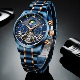 HAIQIN 2020 자동 남성 시계 최고 브랜드 고급 남성은 블루 기계식 손목 시계 남성 방수 reloj의 아저씨 뚜르 비옹을보고