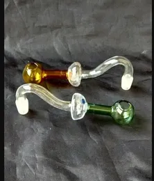 Svampar Långa böjda pannor Glas Bongs Tillbehör, Glas Rökpipor Färgrik Mini Multi-Colors Handrör Bästa Sked Glas