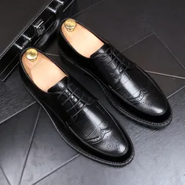 Leather Shoes Men Breathable Business Formal Dress Shoes Male Office Wedding Flats Footwear British Style Wild Mocassin New107