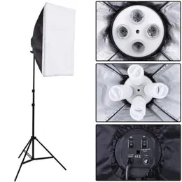 Freeshipping ABESTSTUDIO Photo Studio Kit Photography Lighting 4 Socket Lamp Holder + 50*70CM Softbox +2m Light Stand Photo Soft Box