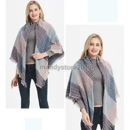 sciarpa coperta da donna accogliente sciarpa oversize con nappe scozzesi avvolgente scialle a griglia pashmina a quadri cashmere stola scozzese con collo a reticolo acrilico