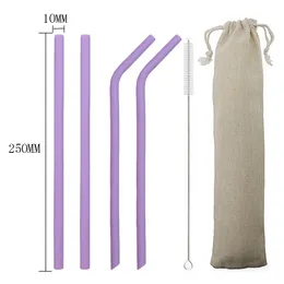 6pc 250mm Wide 10mm 9 Color Silicone Straws Pearl Milk Tea Smoothies Straw Reusable Flexible Drinking Straws With Cleaner Brush Storage Bag