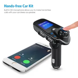 T11 Bluetooth Car Kit Handsfree Set MP3 Player FM Transmitter Dual USB Car Charger 5V 2.1A Support TF Card & USB Disk Wholesale T10 G7 BC06