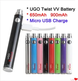 1pcs Authentic UGO Adjustable Twist Variable Voltage 3.3-4.8V Vape Pen Battery 650 900 mAh Evod Twist Ego C Twist Vision Spinner