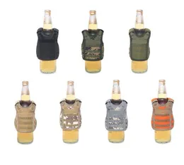 Bebida koozie colete militar molle mini mini cerveja colete refrigerador luva ajustável ombro cintas de cerveja tampa de cerveja festa decoração wy089