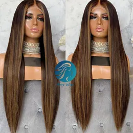 Brown Ombre Lace Front Human Hair Wigs Pre-Slucked 360 Lace Frontal Wig 250 Gęstość Kolorowa Koronka Przodu Wig Brazylijski Remy Dla Kobiet Czarny