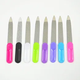 Multifunktionell rostfritt stål Nail File Buffer Dubbel sida Slipstång Manikyr Pedikyr Scrub Nails Art Cuticle Pusher Tool F3599