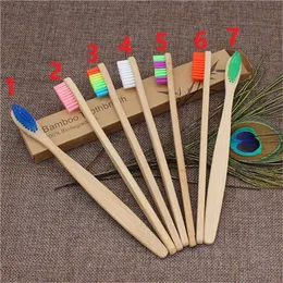 Environmentally friendly wood bamboo rainbow bamboo charcoal soft nylon toothbrush hotel travel toothbrush multi-color selection SZ129