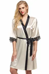 Sleepwear 2019 Women's Satin Robe Slik Kimono Nightgown Bath Robe Women's Silk Satin Bathrobe Sleepwear Dressing Gown
